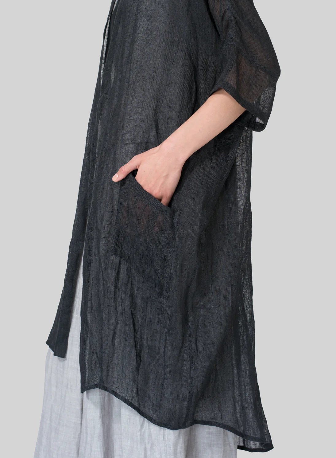 Classic All-Match Pleated Cardigan In Cotton And Linen