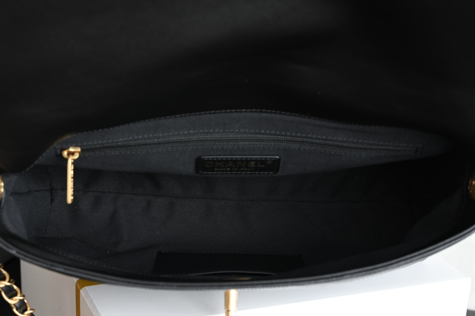 Top Handle Flap Bag (Handle Messenger Bag) in Black Quilted Calfskin with Light Gold-Tone Hardware - Mocuir