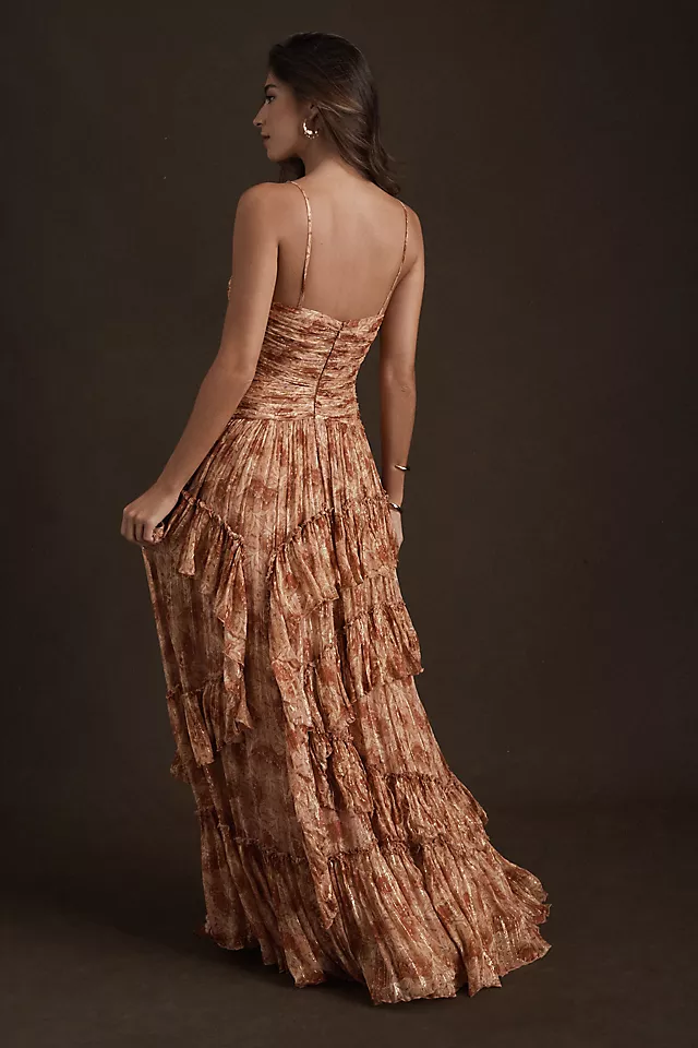 Classic Ruffled Drop-Waist Gown GOLD