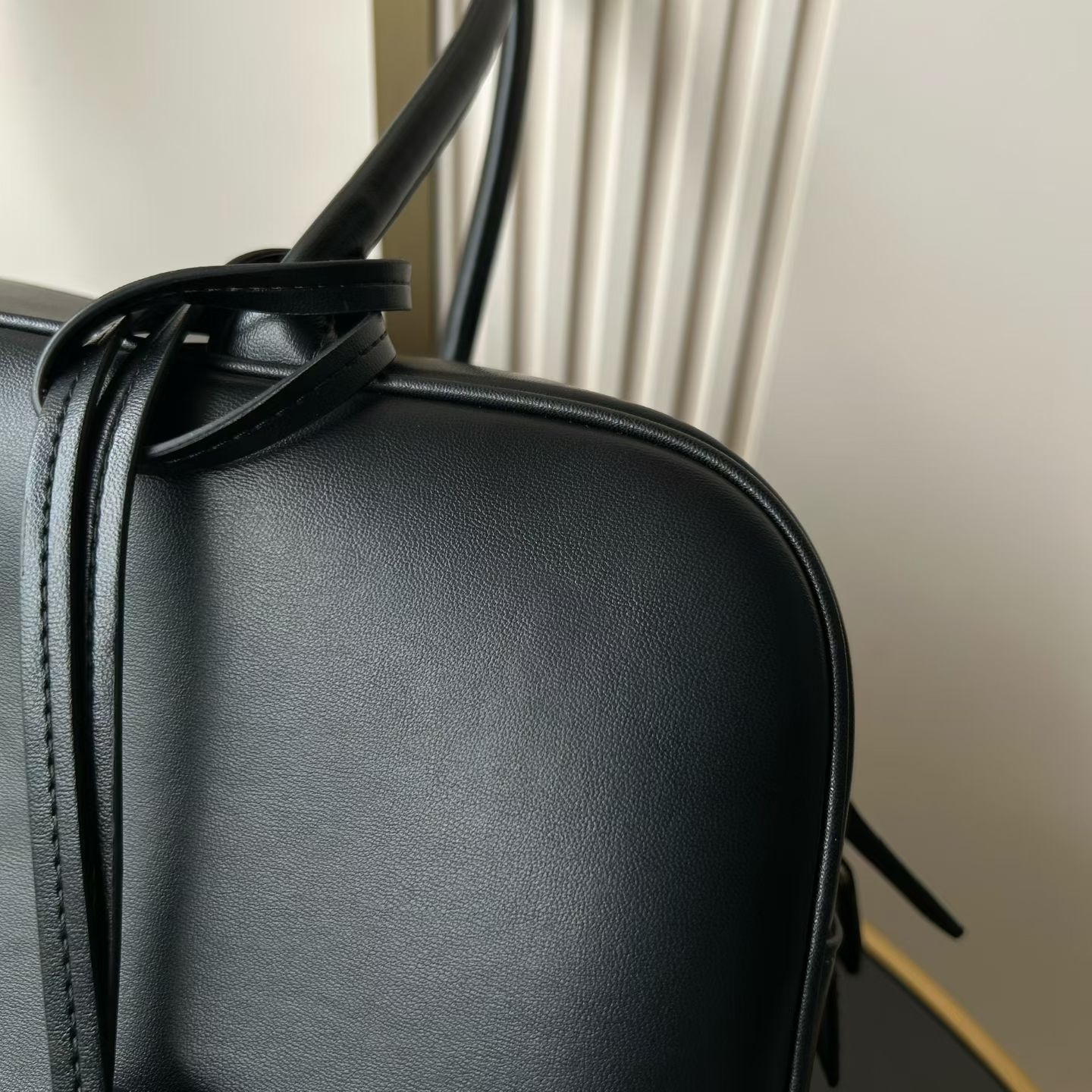 26S Black Smooth Calfskin Bowling Handbag with Gold-Tone Hardware - Mocuir