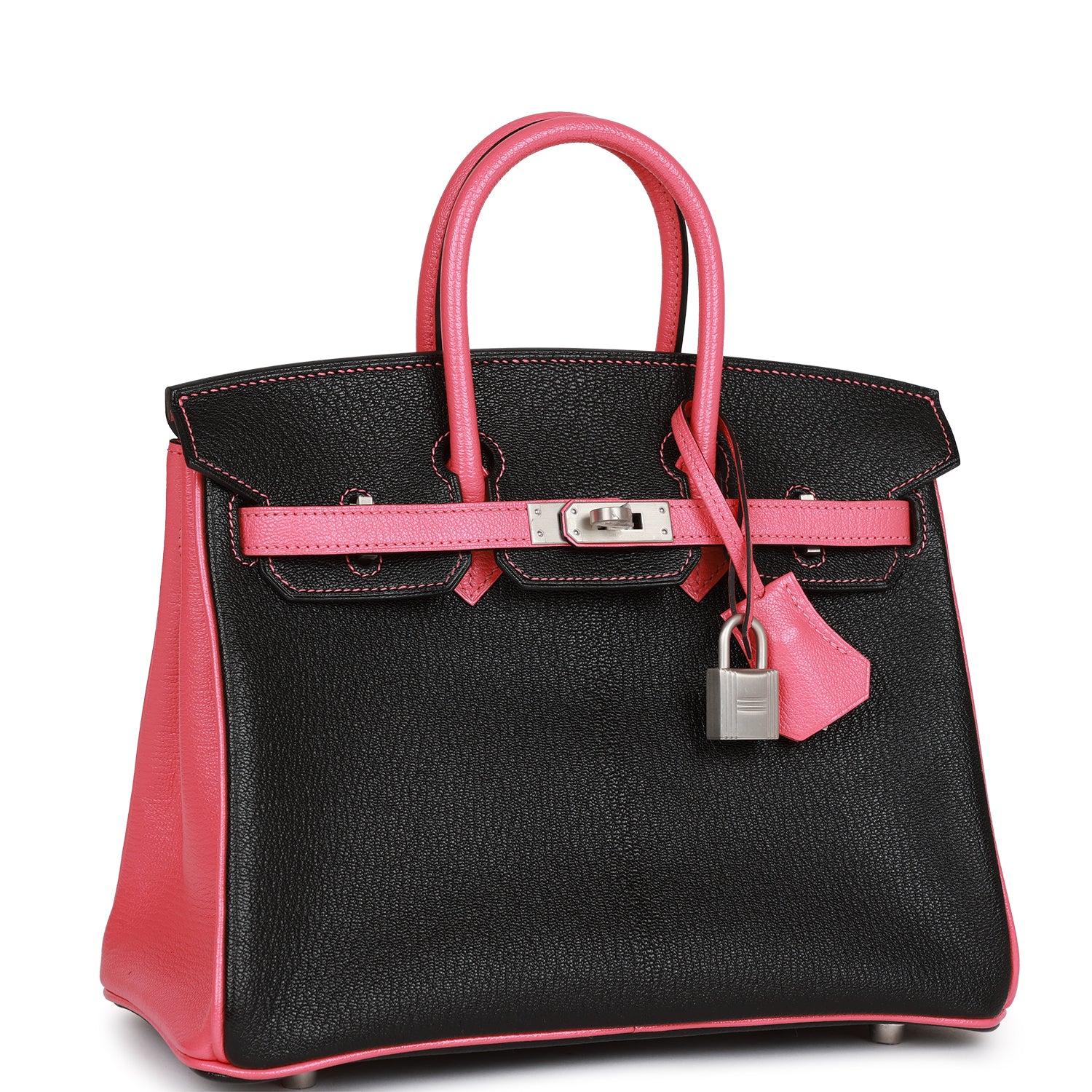 Special Order (HSS) Birkin 25 Black and Rose Azalee Chevre Brushed Palladium Hardware