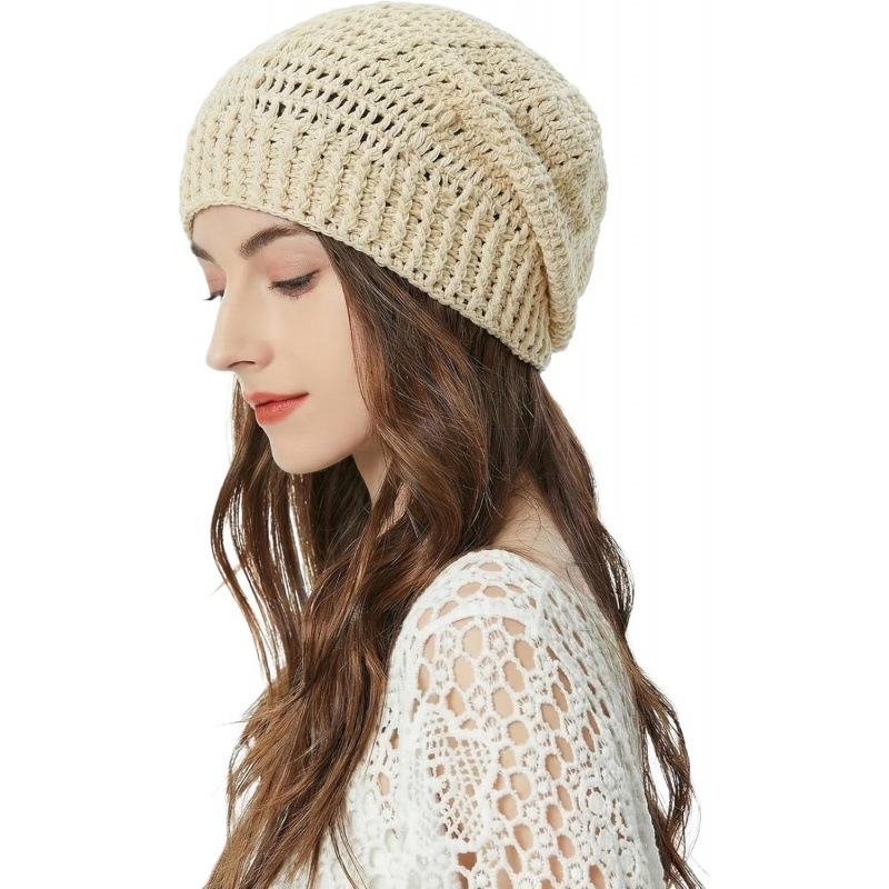 Women's Cotton Crochet Slouchy Beanie Hat
