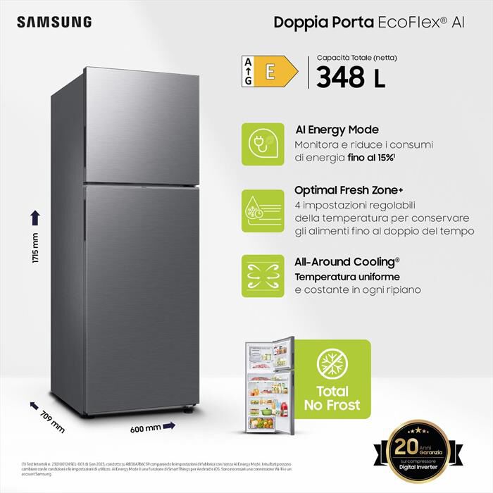 SAMSUNG - Frigorifero 2 porte RT35CG5644S9ES Classe E 348 lt-METAL INOX