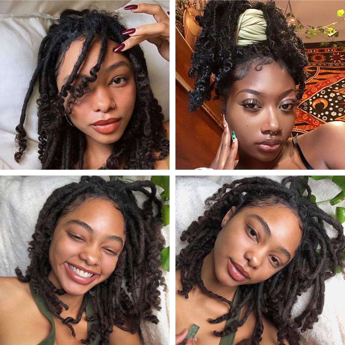 Loc Extensions Human Hair Curly Ends 0.4cm Width 10 inch 30 Strands Dreadlock Extensions,100% Permanent Human Hair Dreads Natural Black
