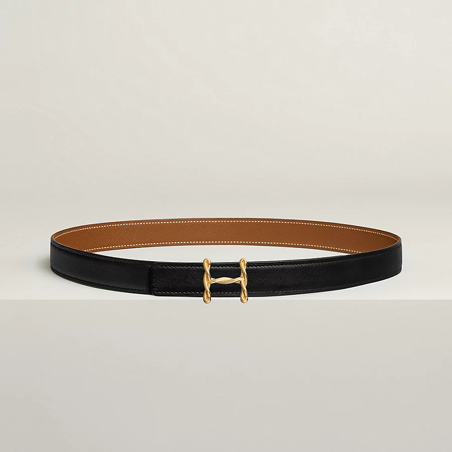 H Torsade belt buckle & Reversible leather strap 24 mm