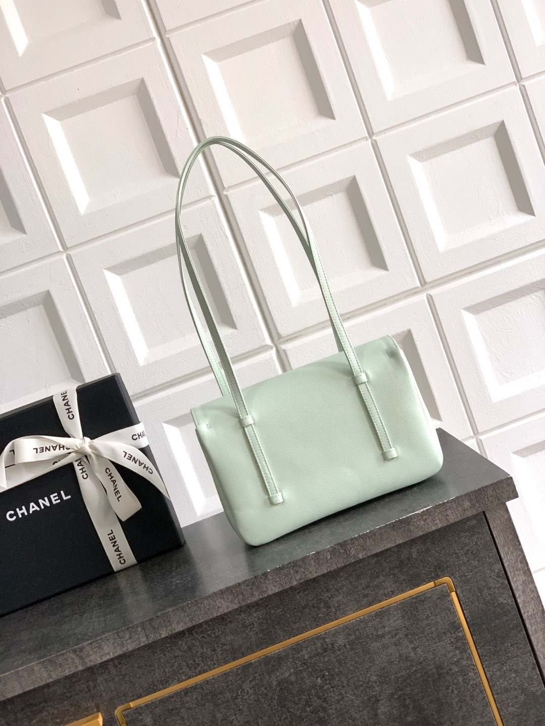 Preppy Coco Small Flap Bag (AS4818) in Light Green Grained Calfskin with Gold-Tone Hardware, 26P Pre-Fall Collection - Mocuir