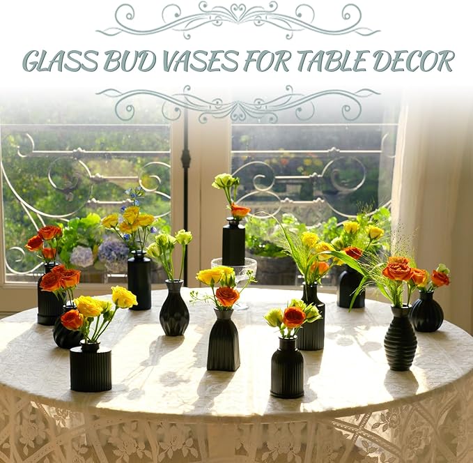 VASEA Black Vase, Bud Vases Set of 12