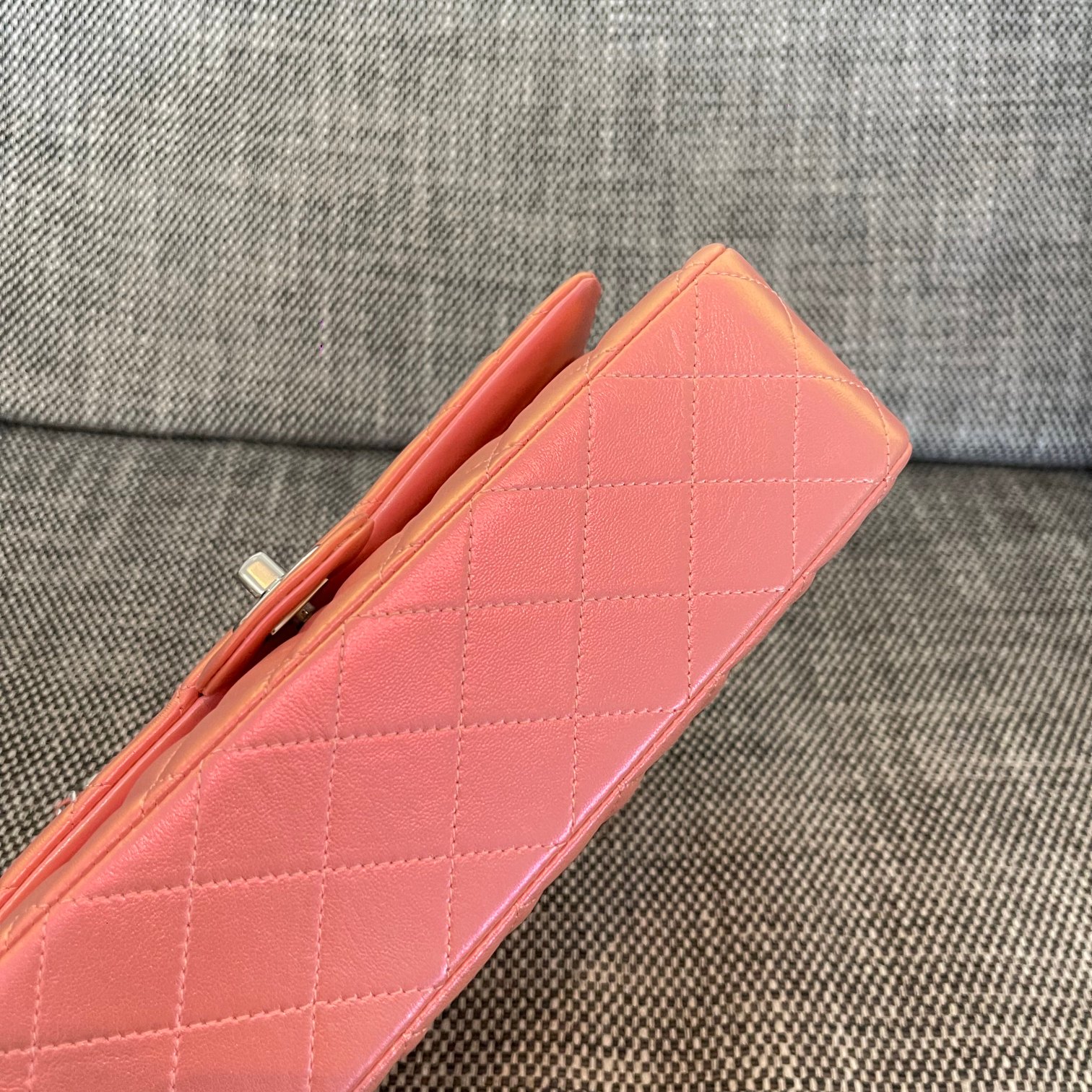 Classic Flap Quilted Lambskin Shoulder Bag in Peach Pink (Silver Hardware) - Mocuir