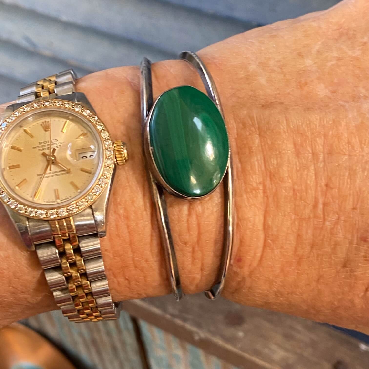 Southwestern Malachite Sterling Silver Cuff Bracelet