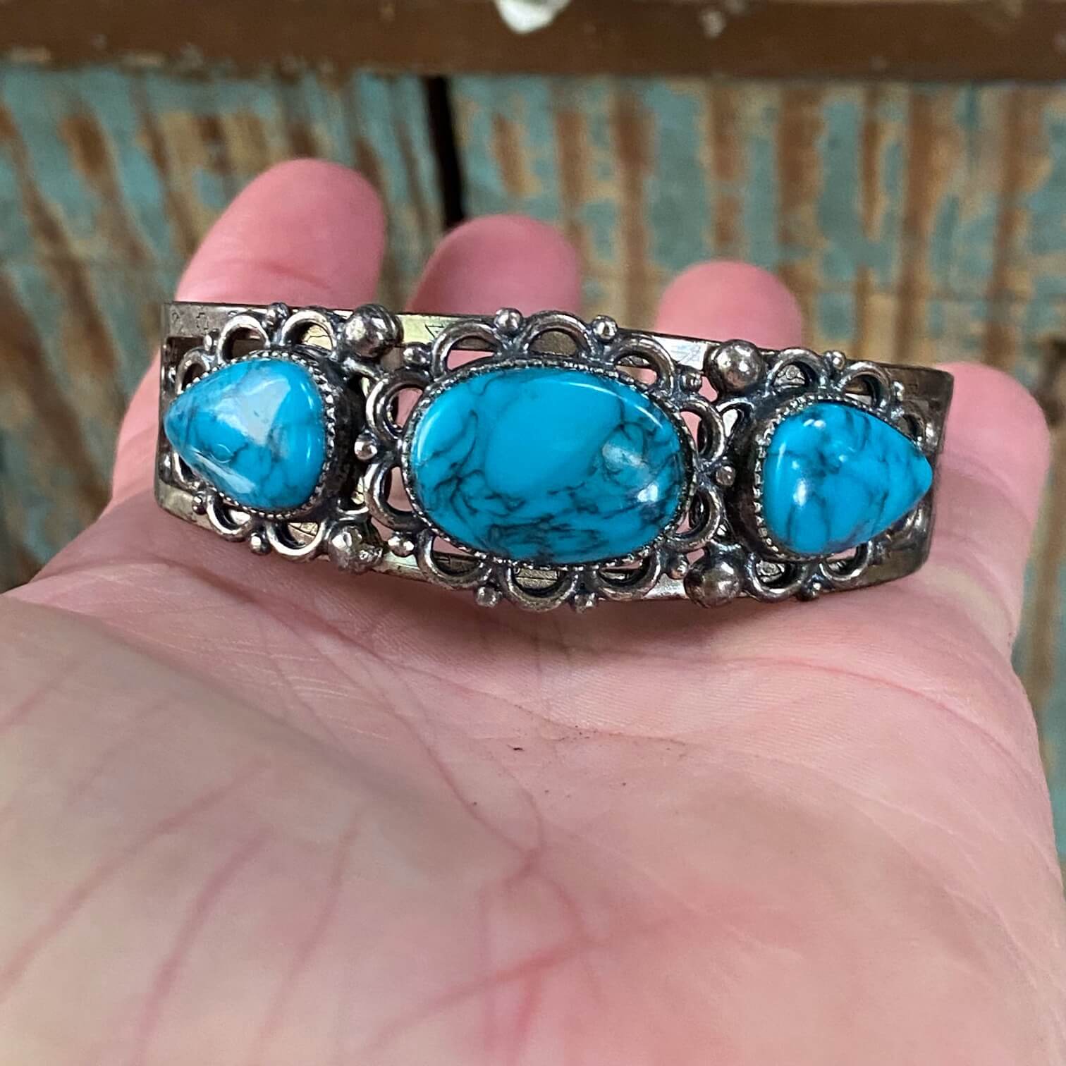 Vintage Costume Grade Bracelet with Faux Turquoise