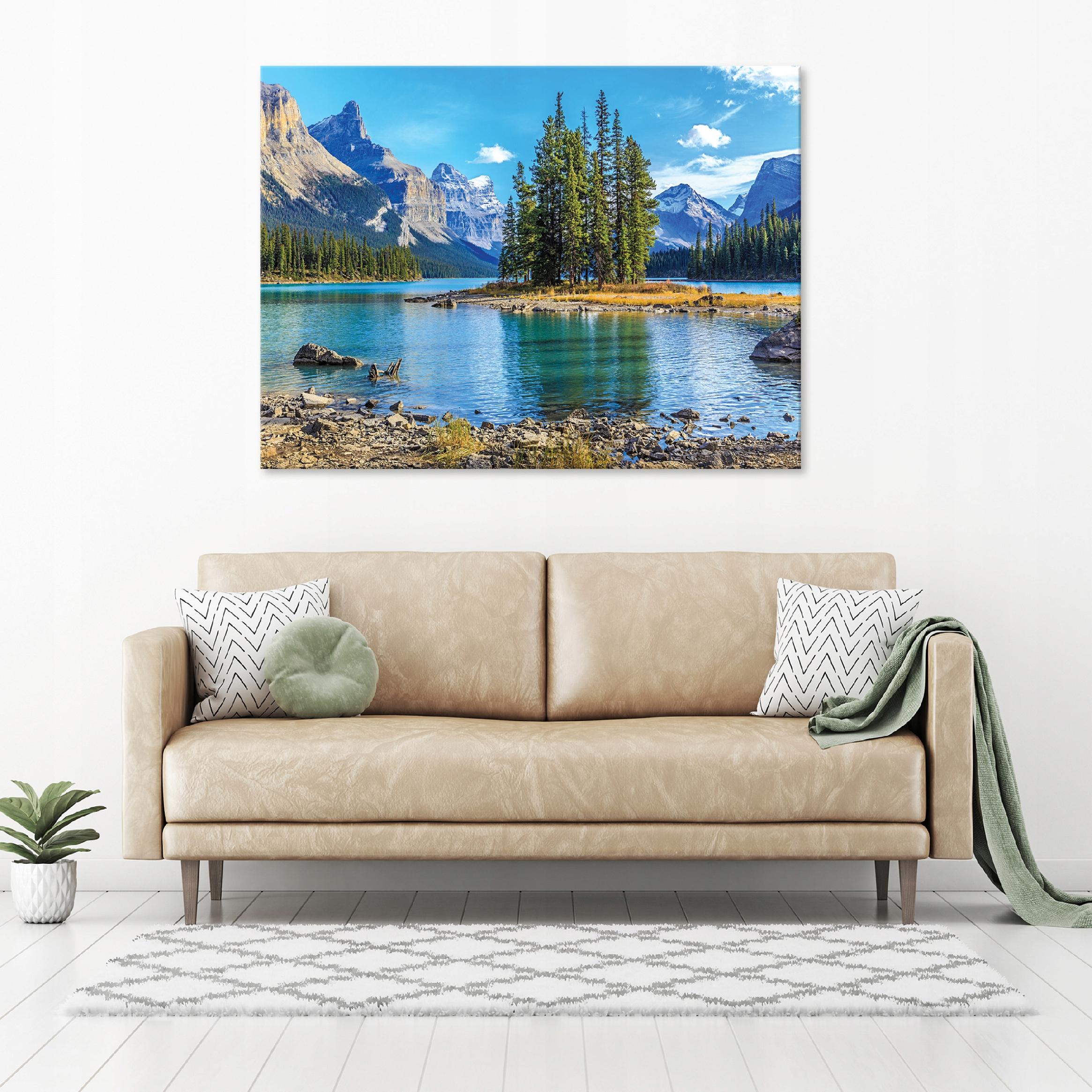 Mountain lake nature painting on canvas for the bedroom or living room, 40x30