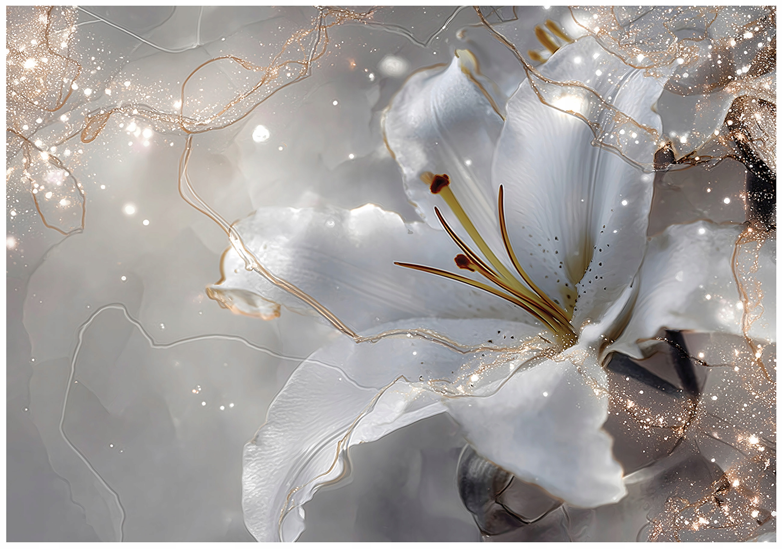 Wall mural flowers lilies abstraction bedroom living room wallpaper non-woven