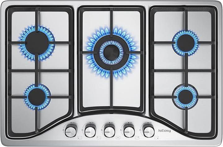 Iseasy Piastra di Cottura A Gas A 5 Fuochi autosufficiente Piano Cottura A Incasso IsEasy-1822403