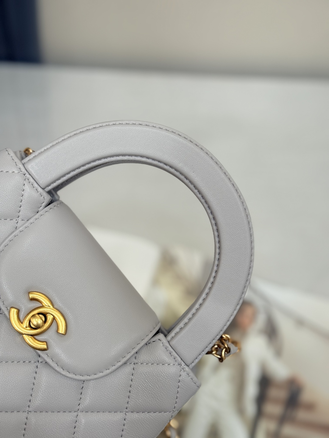 Mini Kelly Bag with Handle（Light Grey） - Mocuir