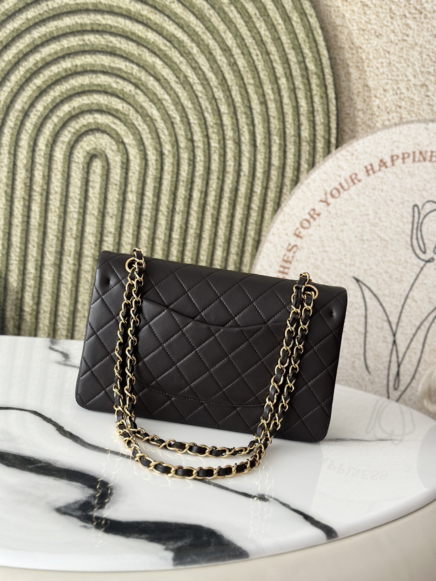 Classic Double Flap Quilted Lambskin Shoulder Bag in Black (Gold Hardware) - Mocuir