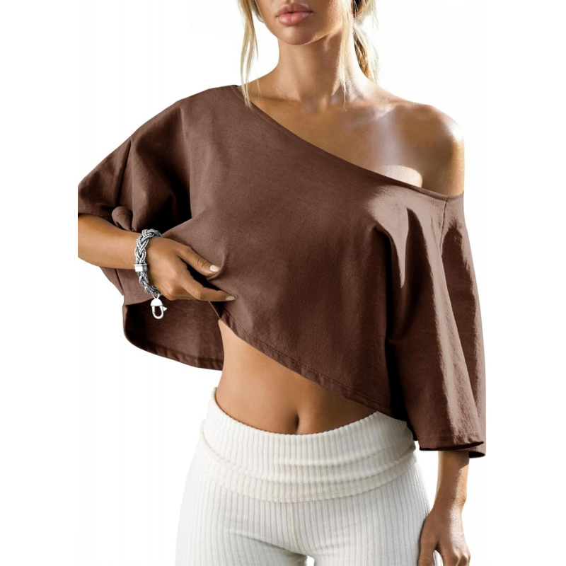 Women's Off The Shoulder Cropped Tops Batwing