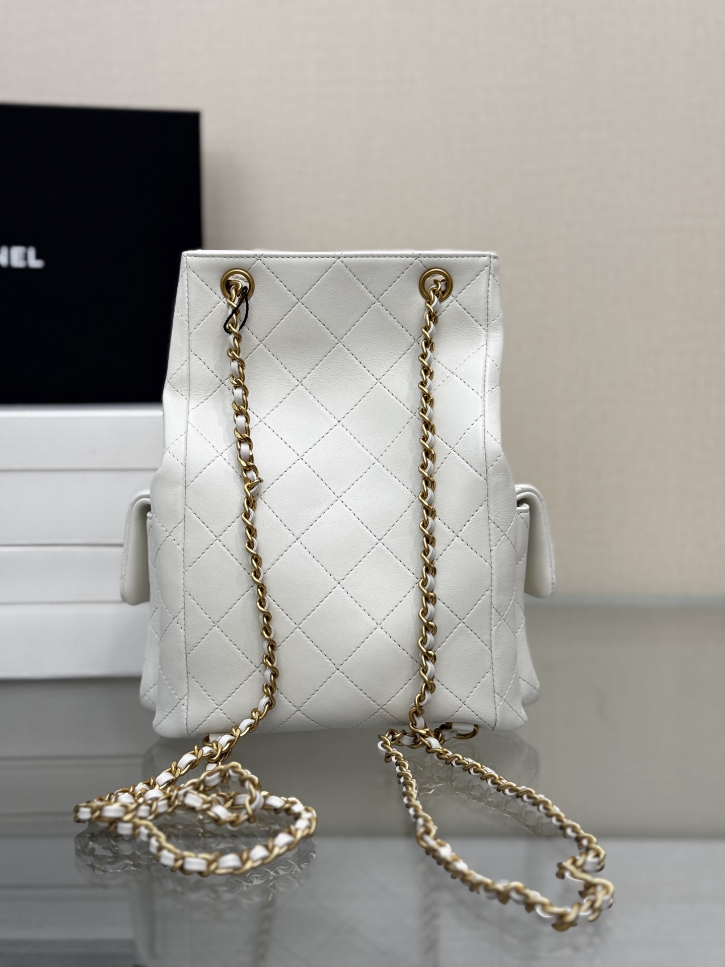 Drawstring Bucket Backpack（White） - Mocuir