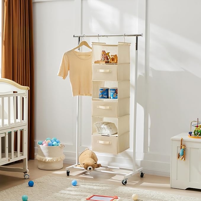 DIVIDERLY 6 Tier Shelf Hanging Closet Organizer