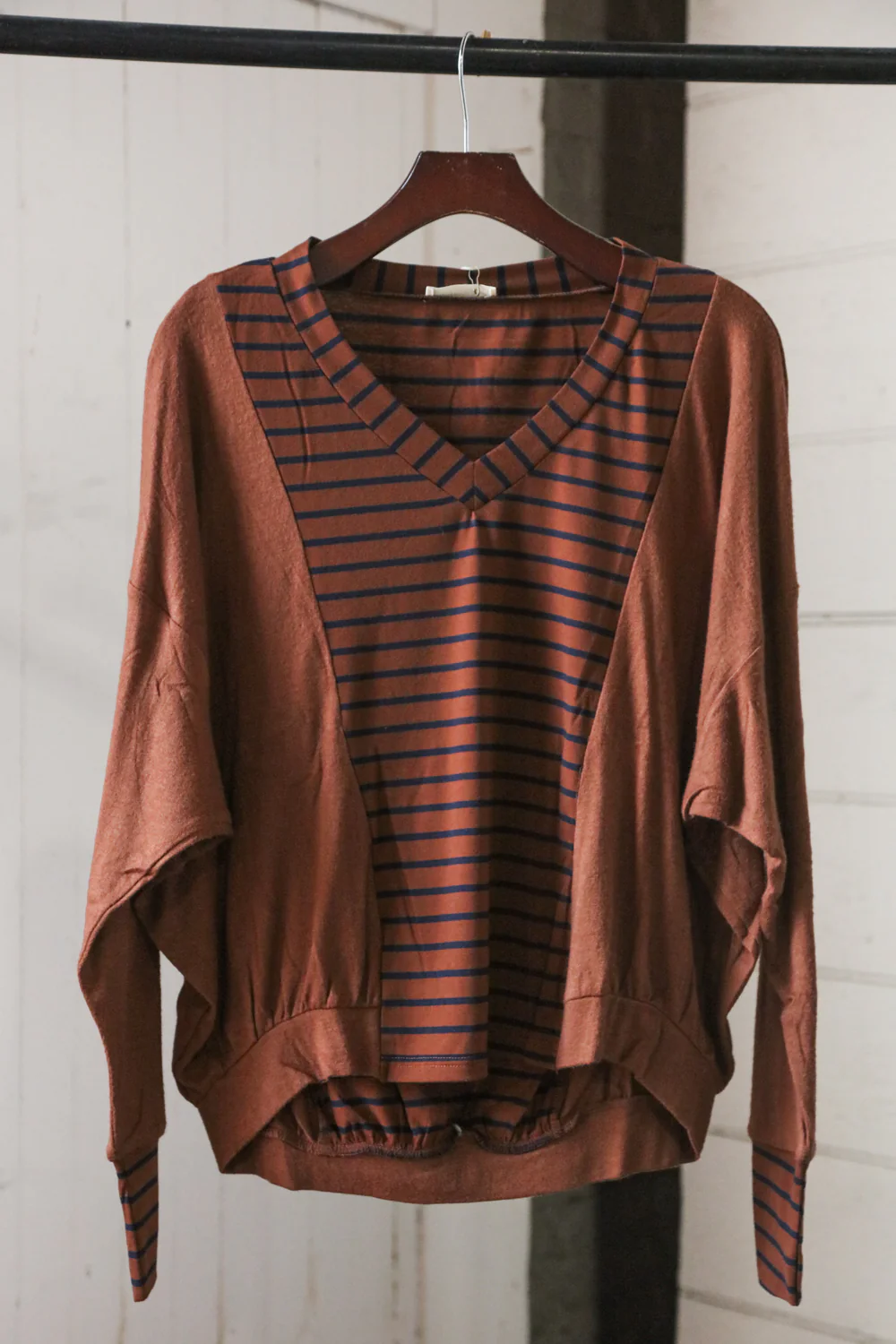 Brown Stripe Dolman Top