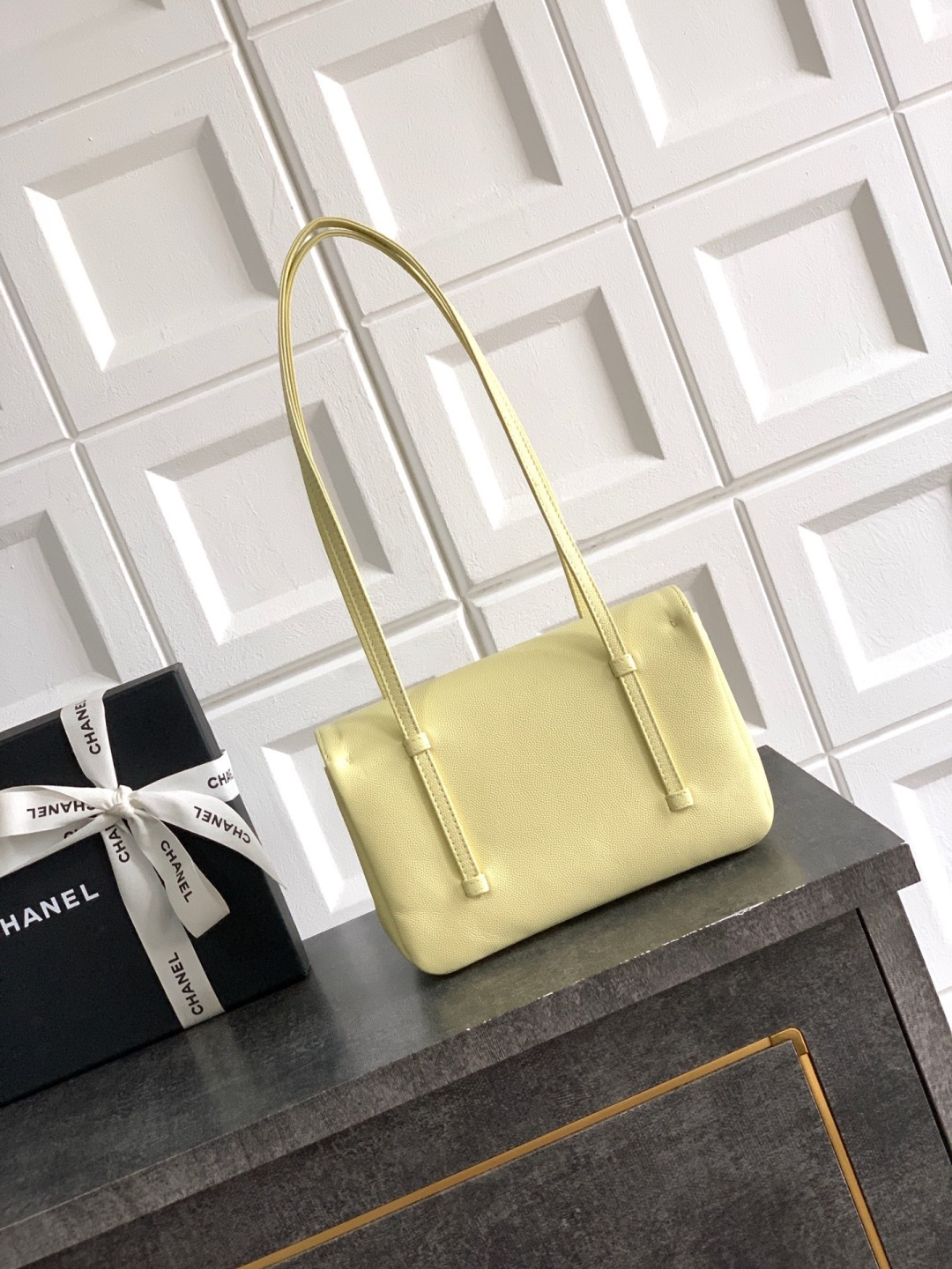 Preppy Coco Small Flap Bag (AS4818) in Light Yellow Grained Calfskin with Gold-Tone Hardware, 26P Pre-Fall Collection - Mocuir