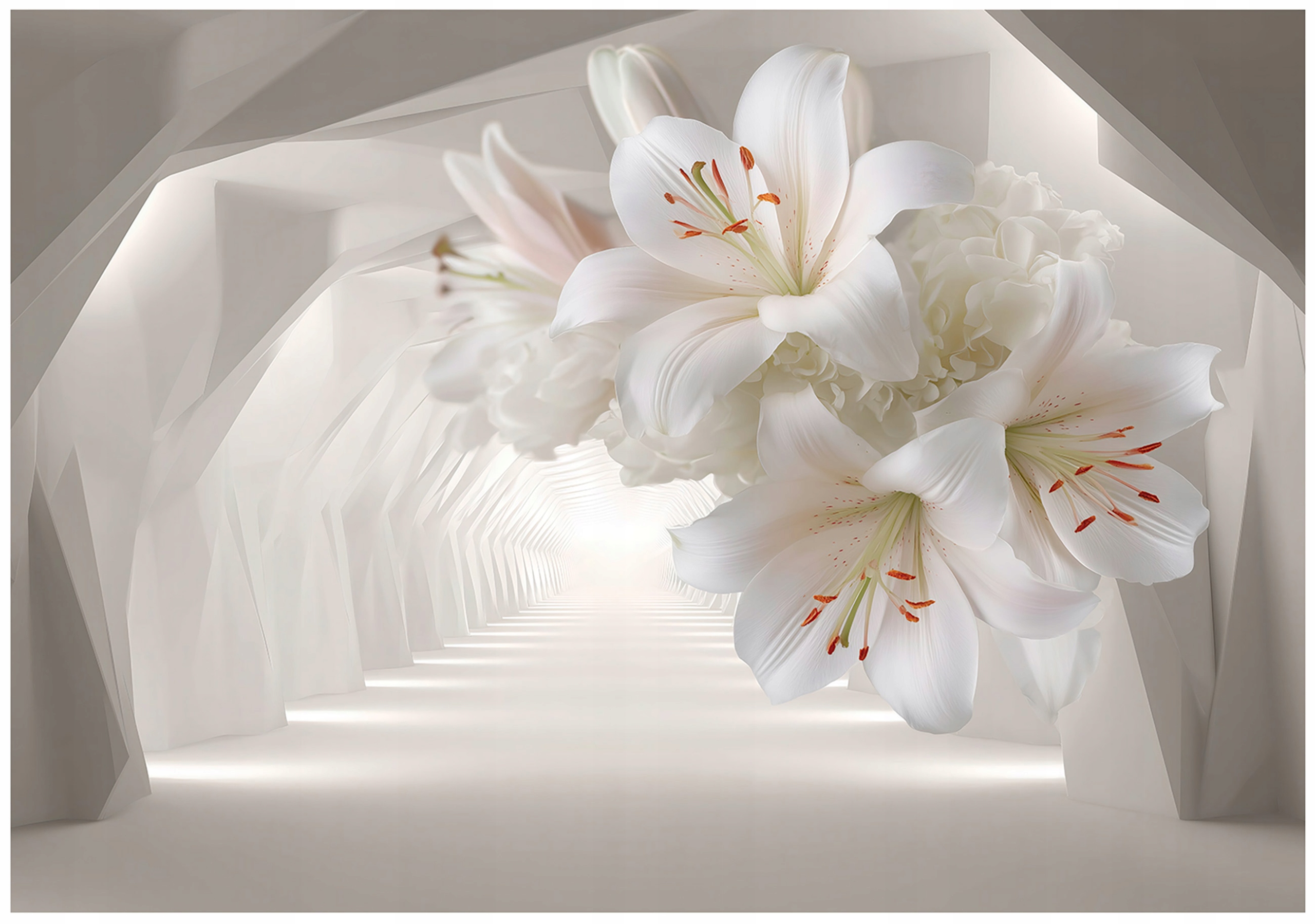 3D lily flower wall mural for the bedroom or living room, non-woven wallpaper