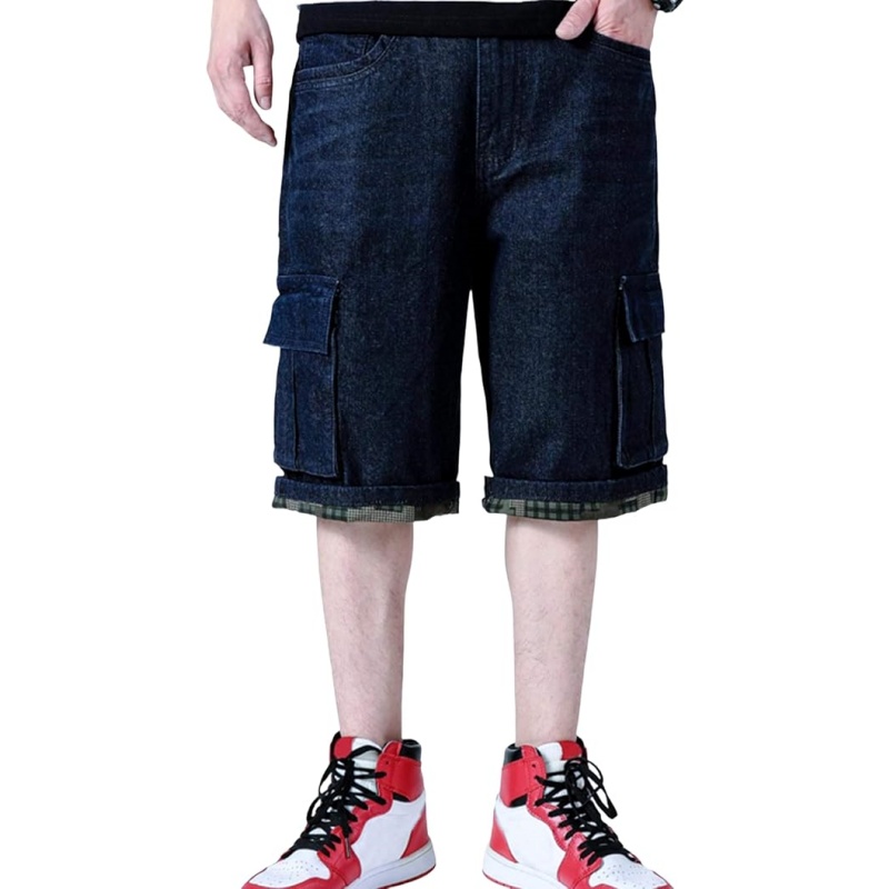 Men's Baggy Denim Cargo Shorts