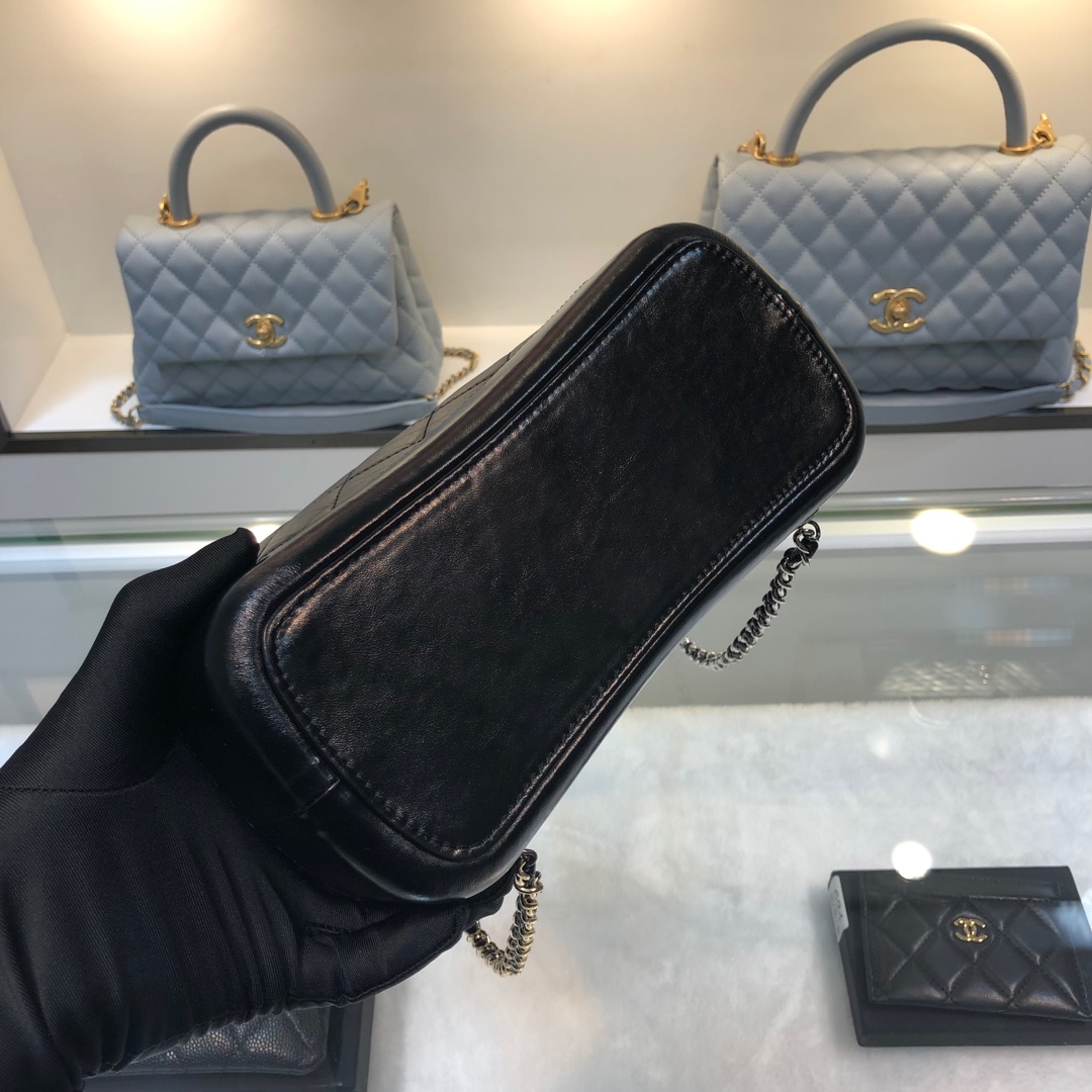 Gabrielle Small Quilted Aged Calfskin Backpack in Black - Mocuir