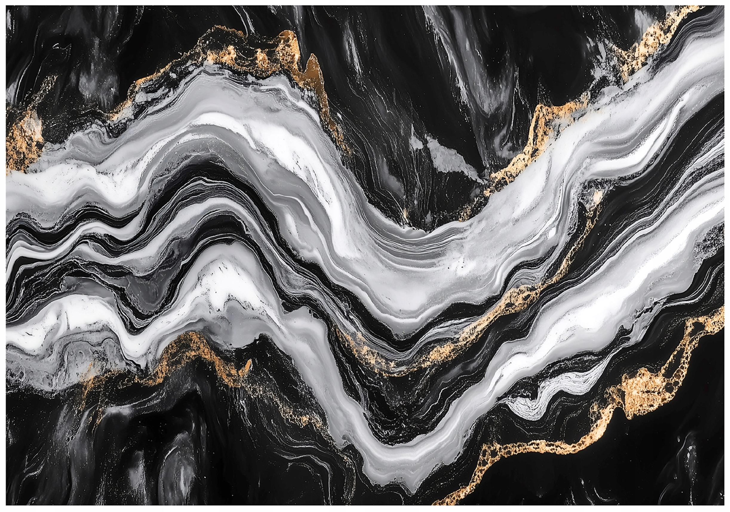 Black and gold marble wall mural for bedroom or living room, non-woven wallpaper,
