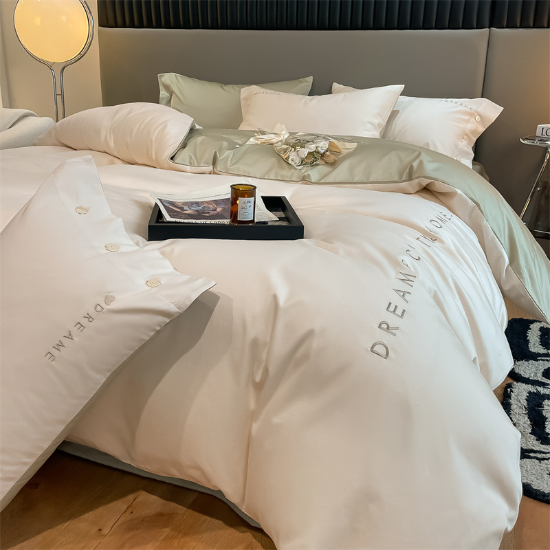 Long-staple cotton four-piece embroidered cotton four-piece set