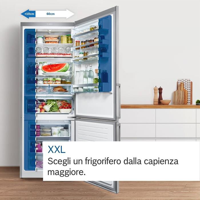 BOSCH - Frigorifero Combinato KGN76XIEP Classe E 186x75 cm-Acciaio anti-impronta