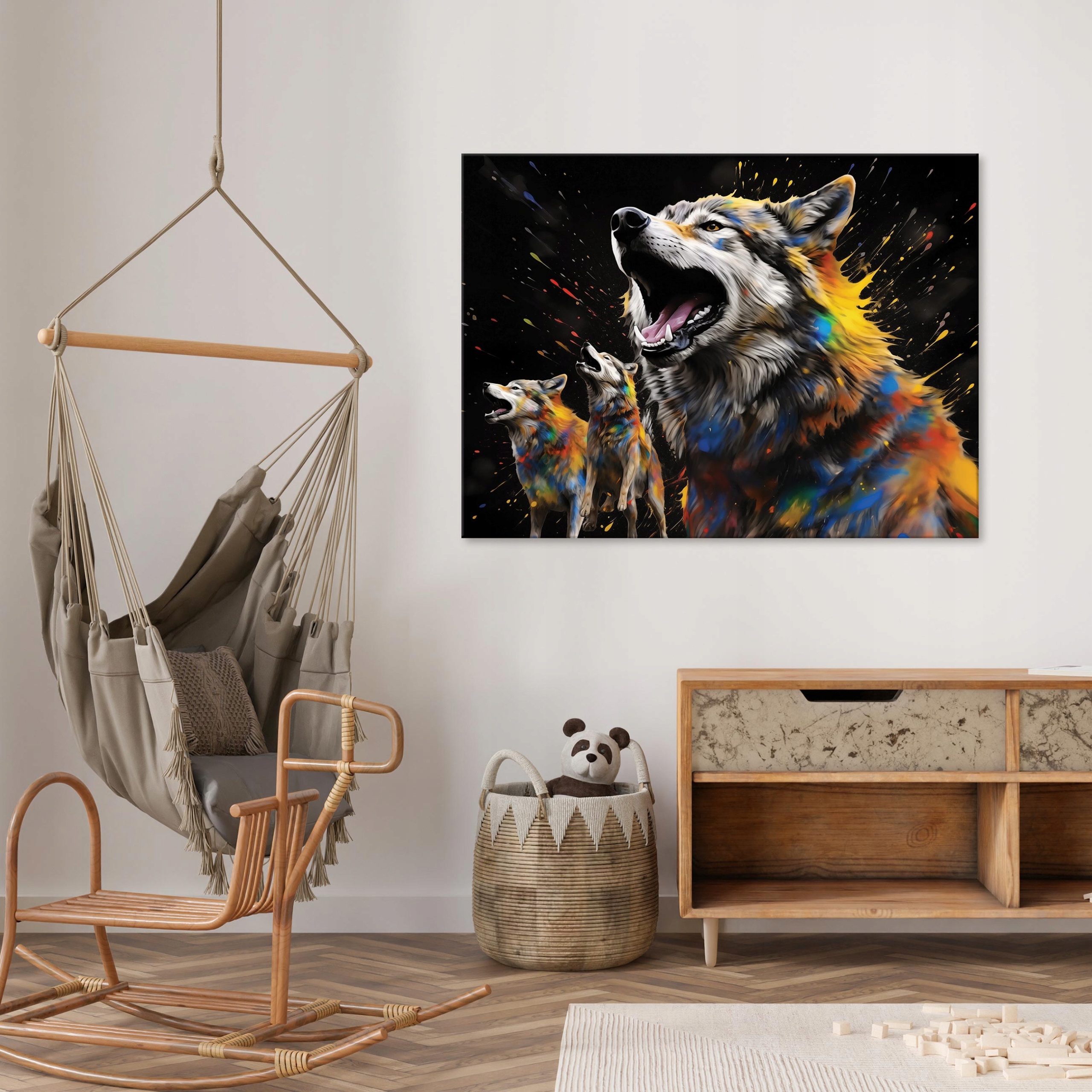 Canvas painting wall wolves abstraction black for bedroom living room 40x30