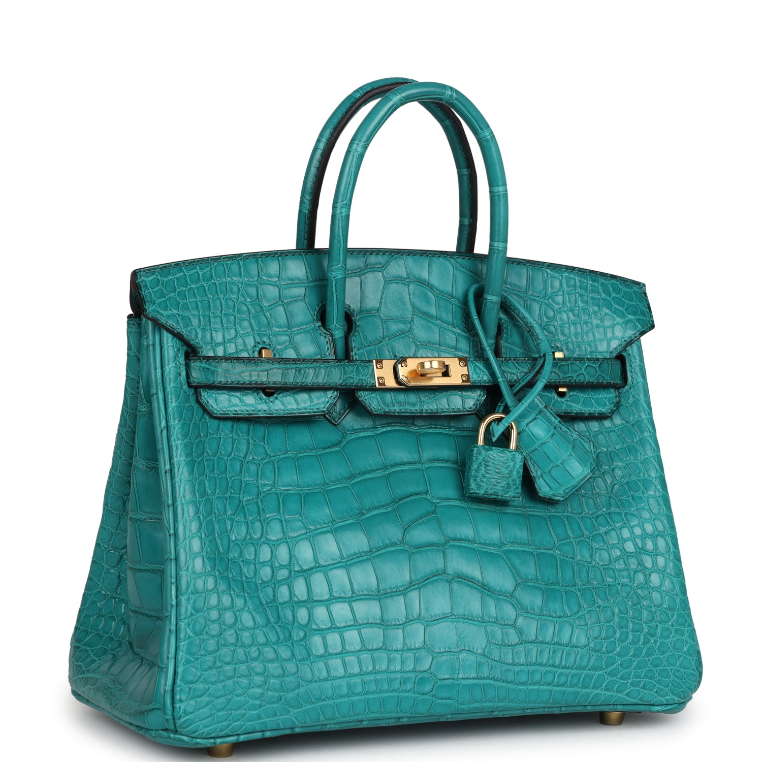 Birkin 25 Bleu Paon Matte Alligator Gold Hardware