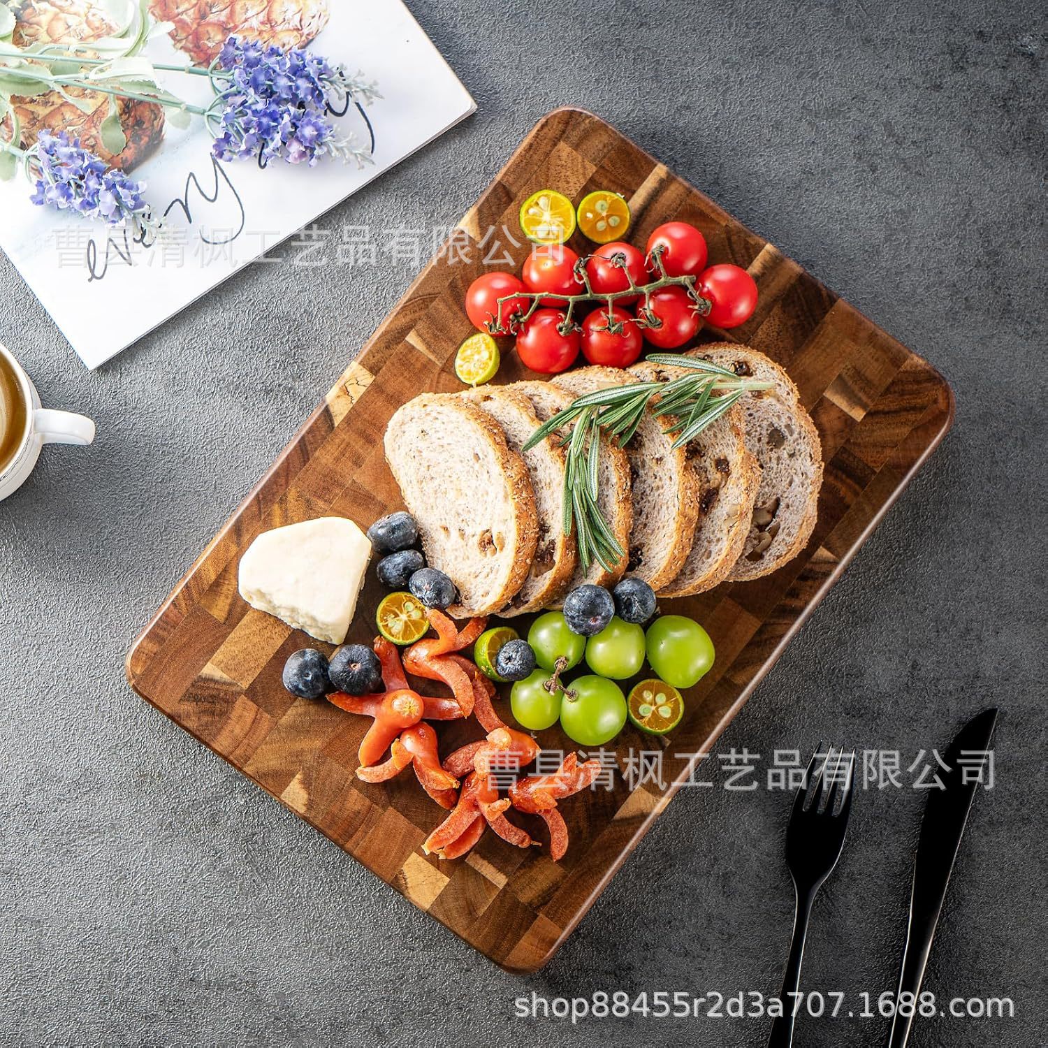 Acacia wood splicing cutting board kitchen cutting board household wooden double-sided vegetable and fruit cutting board