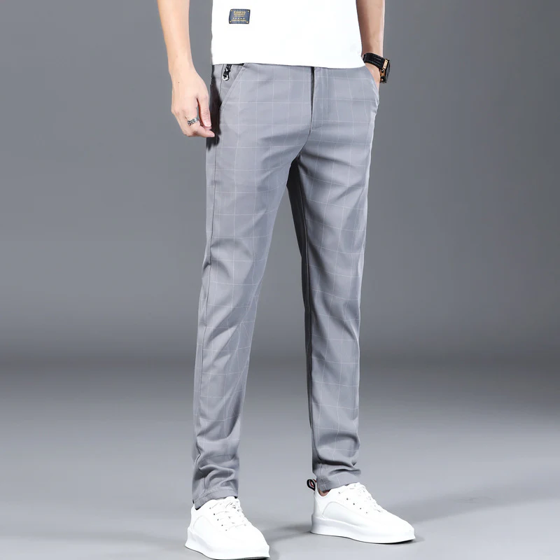 Black Plaid Mens Dress Pants