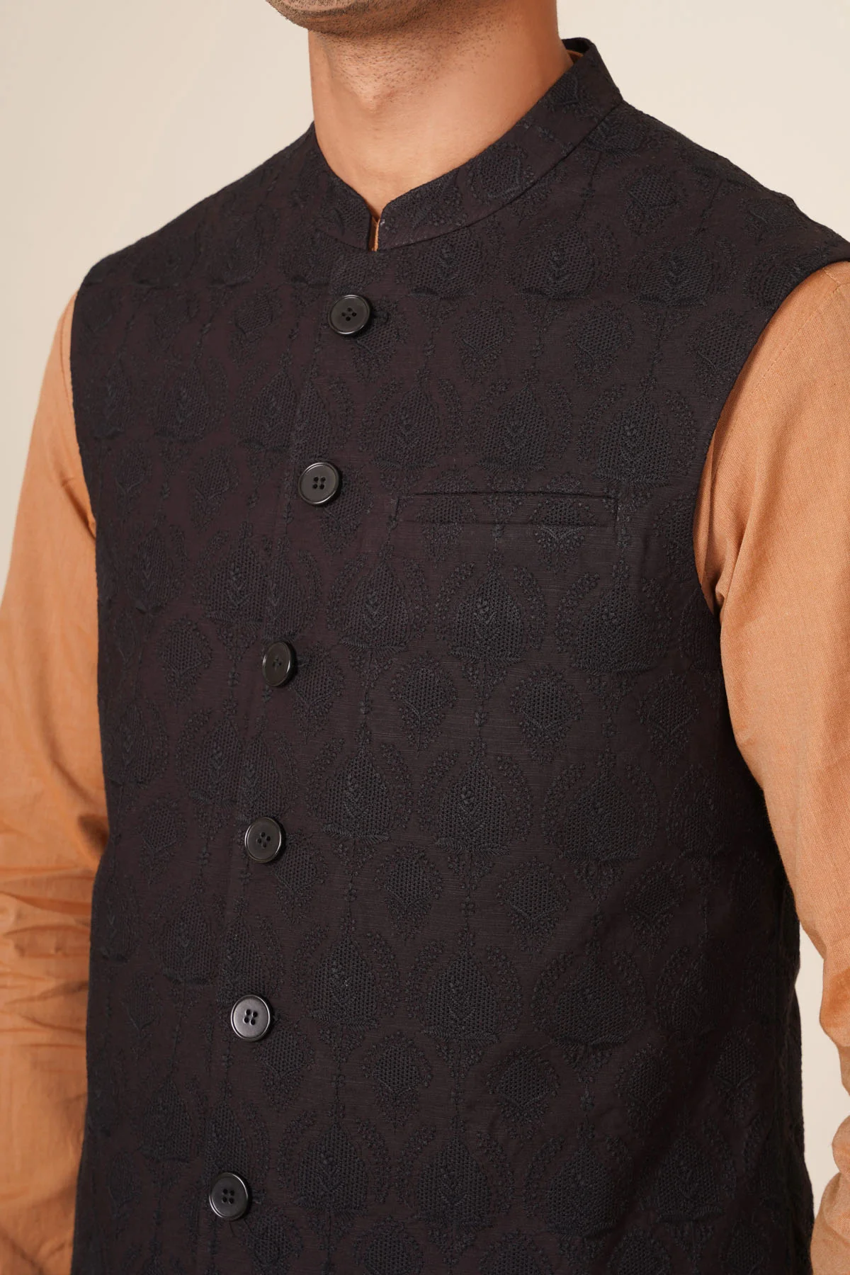 Men's Embroidered Waistcoat - SMWC702B125