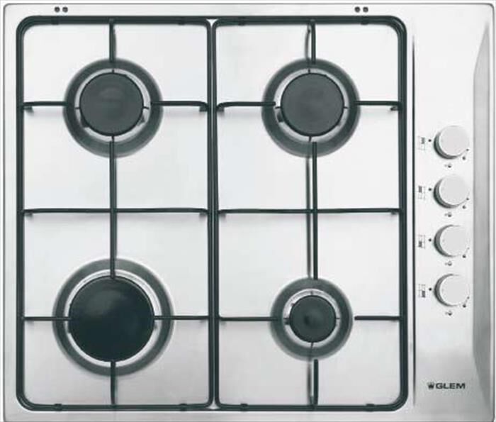 GLEM GAS - Piano cottura a gas GTL64IX 4 fuochi 58,5cm-Inox