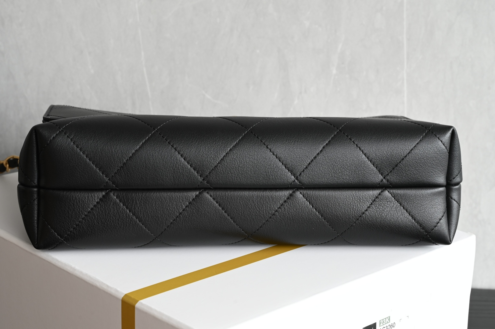 Top Handle Flap Bag (Handle Messenger Bag) in Black Quilted Calfskin with Light Gold-Tone Hardware - Mocuir