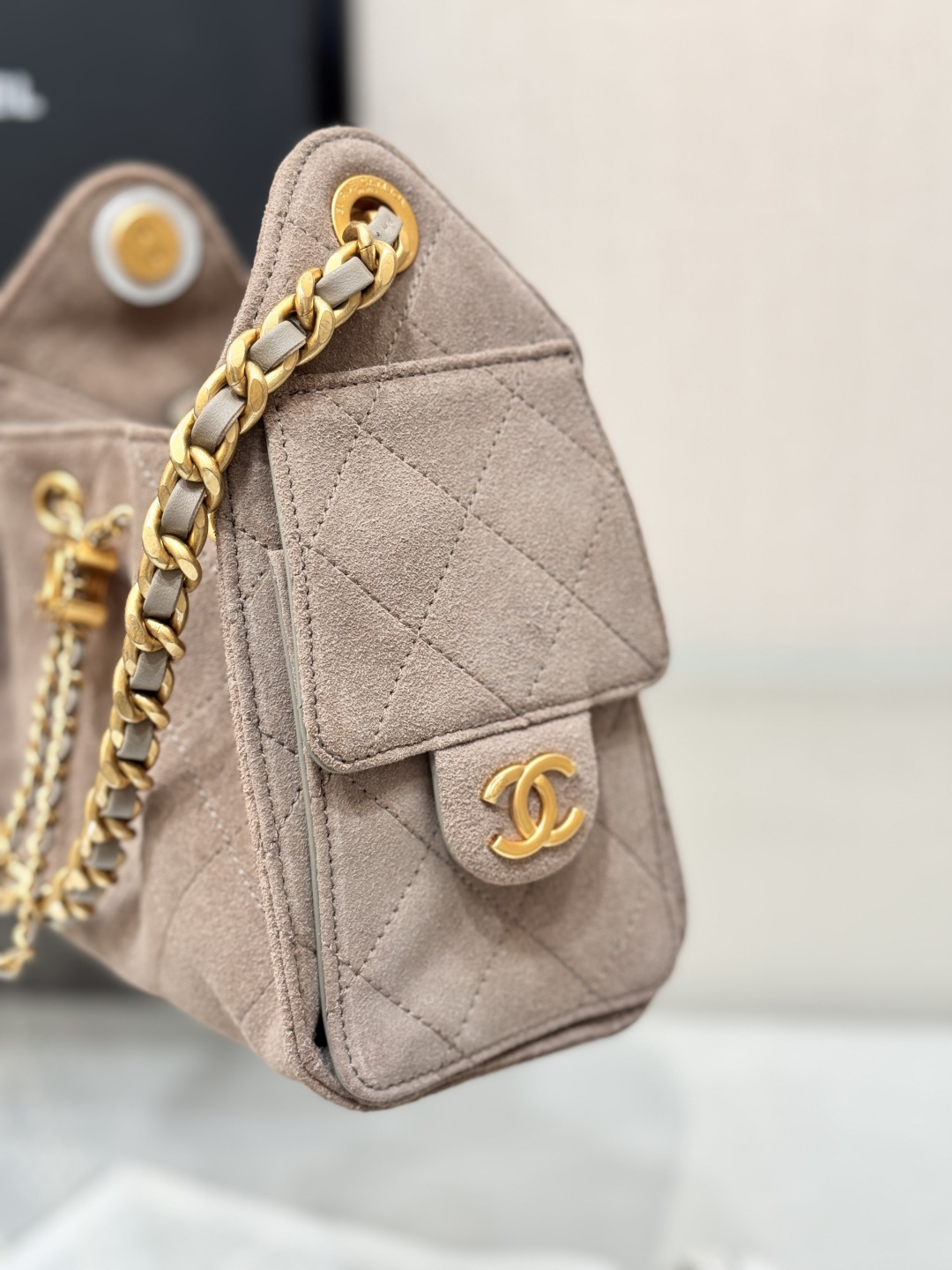 25Bag Mini Drawstring Bag（Gray Brown） - Mocuir