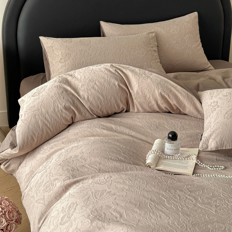 Long-staple cotton 60 thick woven cotton Jacquard four-piece cotton barrier-free high-grade quilt cover bedding