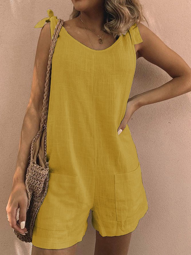 Sleeveless Casual Linen Rompers Jumpsuit