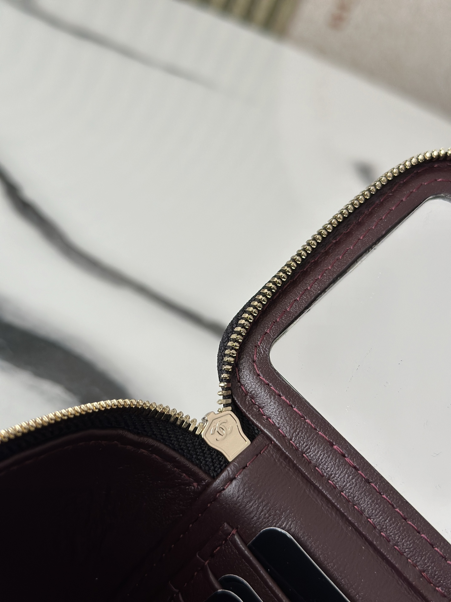 Mini Rectangular Vanity Case with Chain in Black Quilted Lambskin with Gold-Tone Hardware - Mocuir