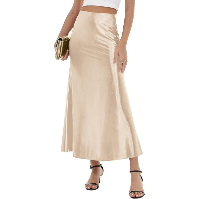Women's Satin Maxi Skirt Long A Line