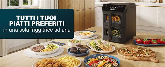 PRINCESS - Friggitrice ad aria DUAL VERTICAL-Nero