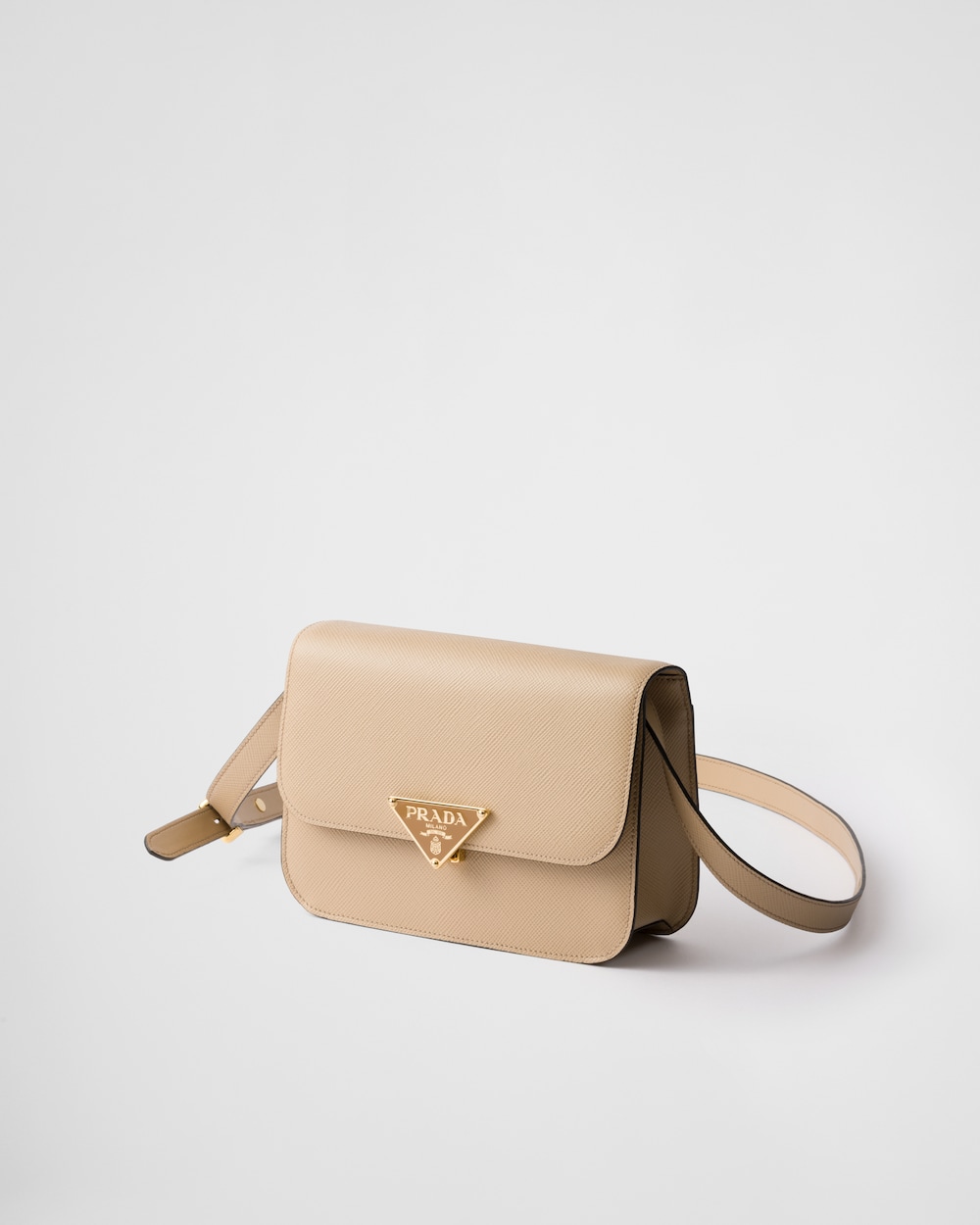 Saffiano Leather Flap Shoulder Bag