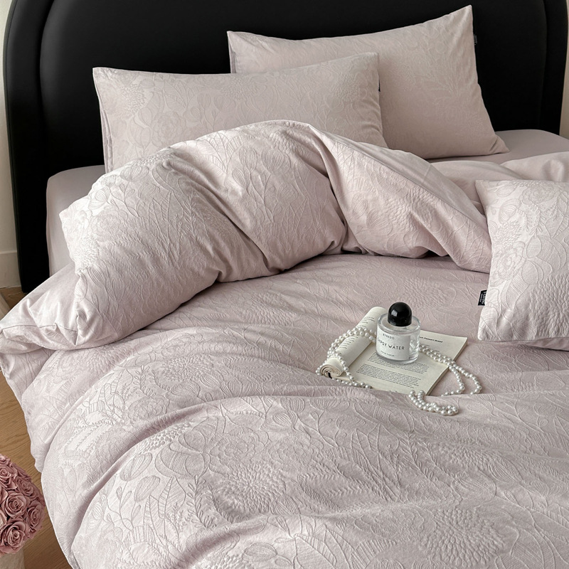 Long-staple cotton 60 thick woven cotton Jacquard four-piece cotton barrier-free high-grade quilt cover bedding