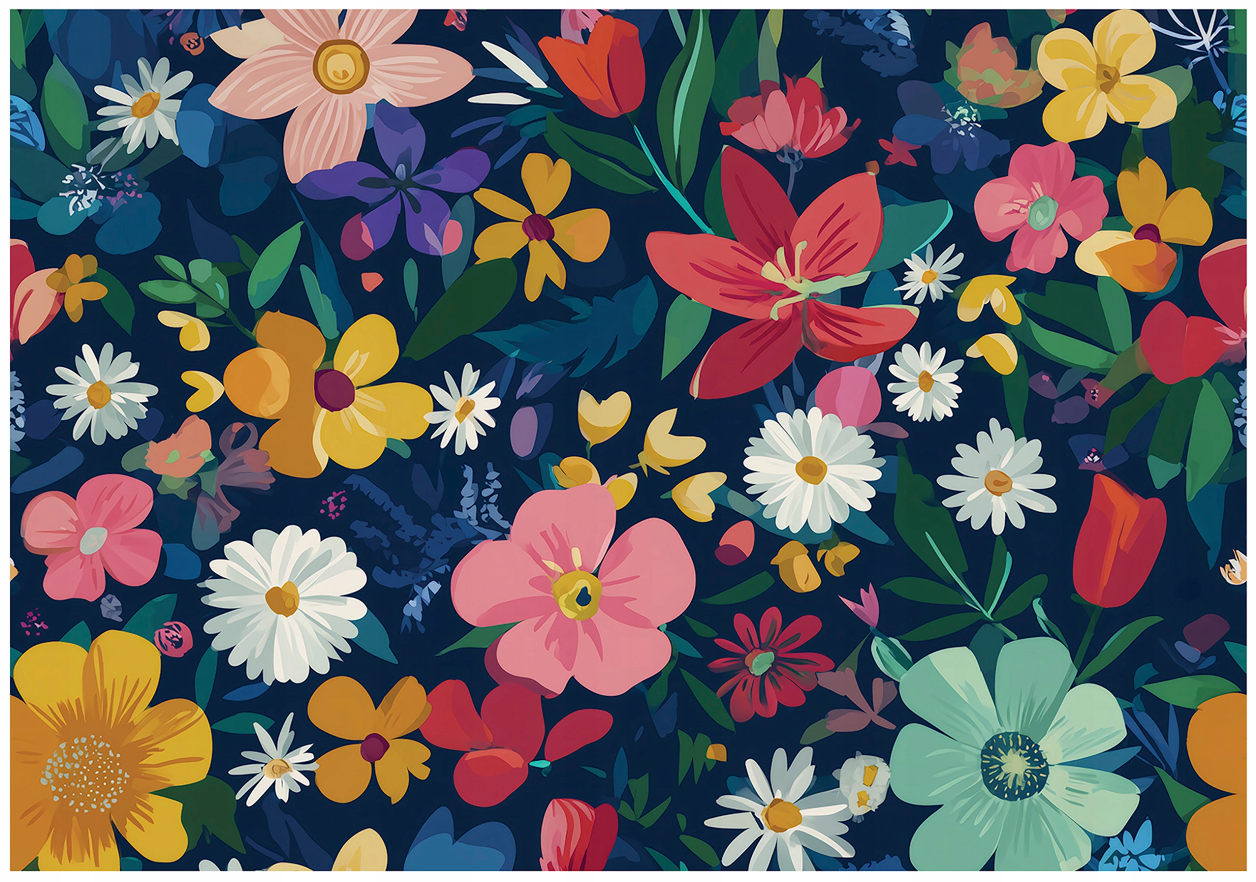 Wall mural for girls, colorful flowers, children's wallpaper,