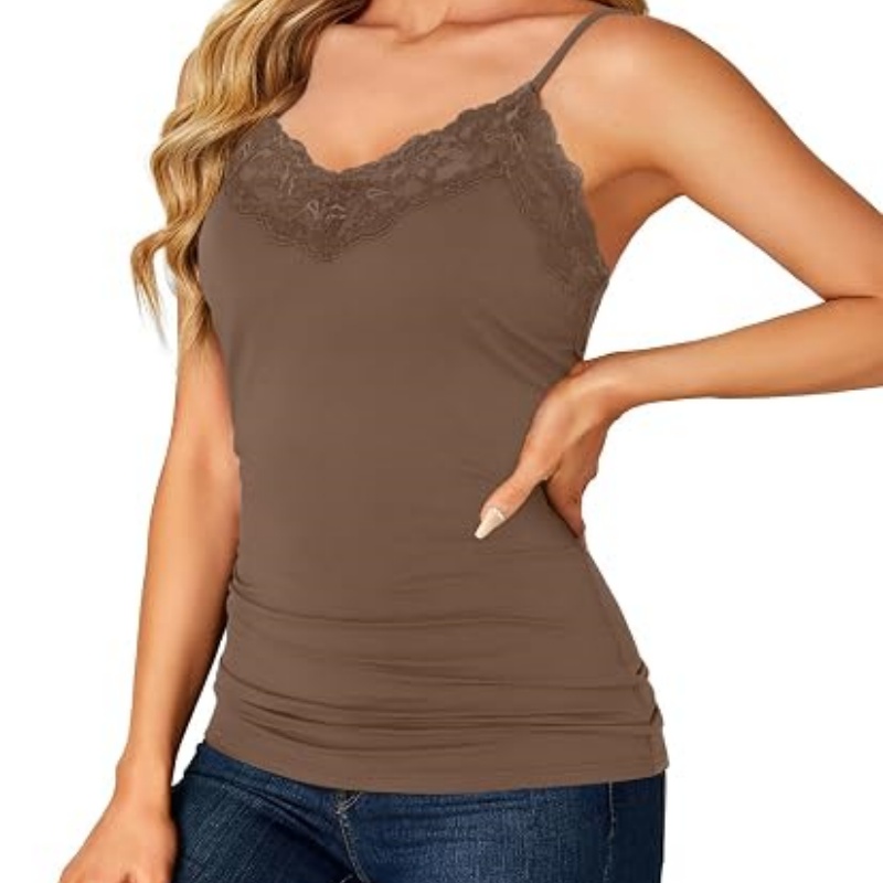 Women's Lace Trim V Neck Y2k Cami Top
