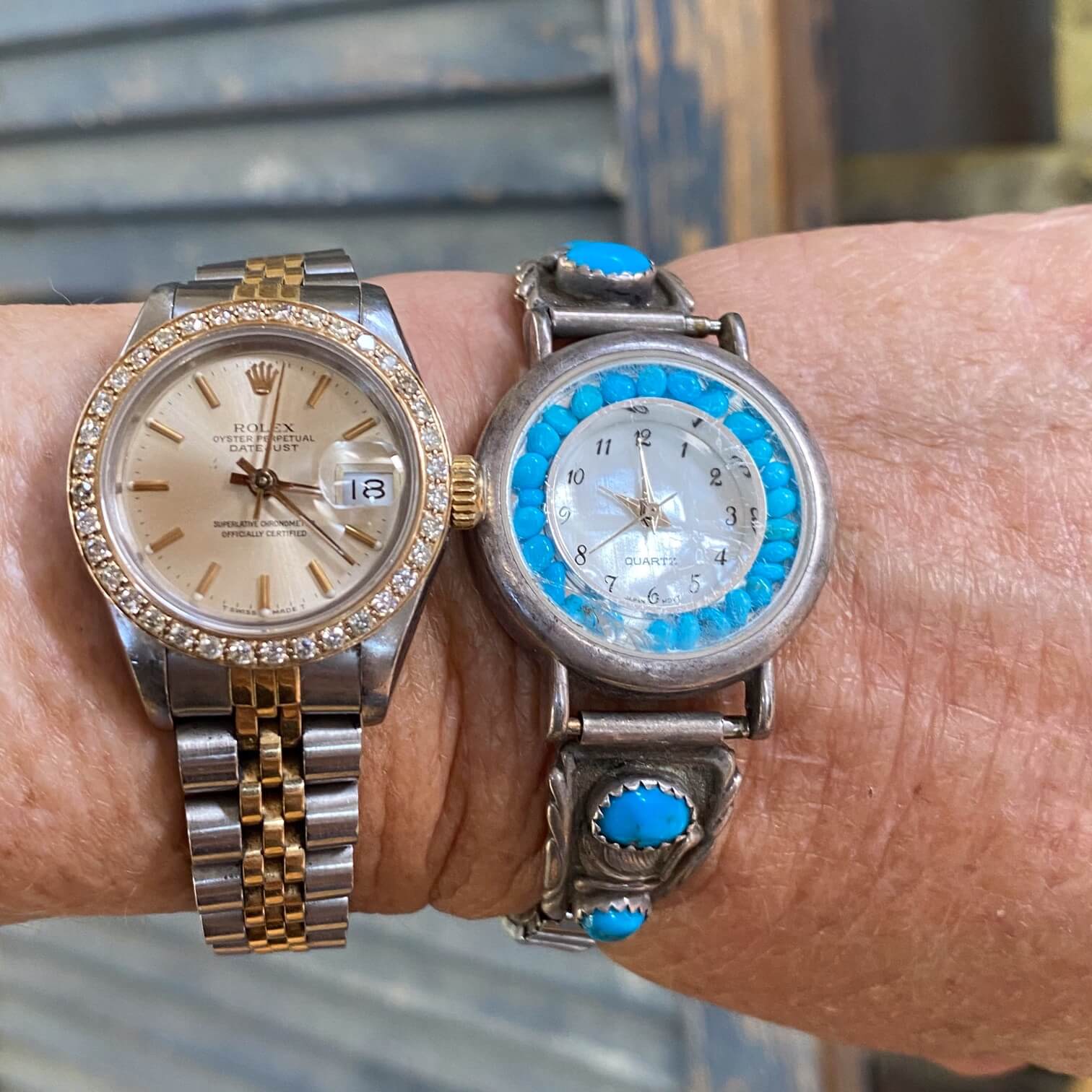 Navajo Richard Begay Watch Band Plates with Turquoise
