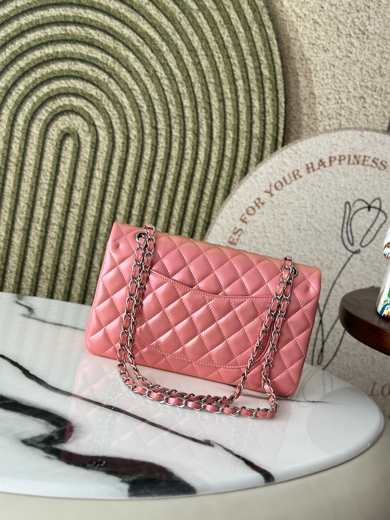 20C Spring Summer Iridescent Light Pink Calfskin Classic Flap Bag - Mocuir