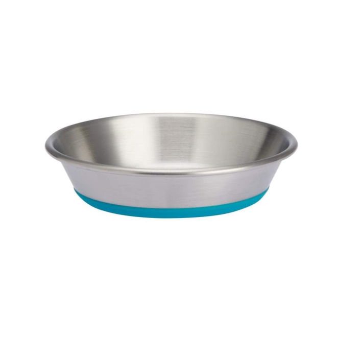 Basic Plain st.steel matskål med silikonbunn S